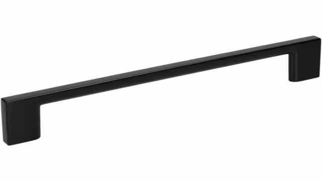 Griff Eslohe Metall - schwarz glänzendes Pulver - 222 mm lang  vor weißem Hintergrund