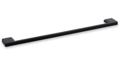Griff Eslohe Metall - Schwarz matt Pulverbeschichtung - 290 mm lang  vor weißem Hintergrund