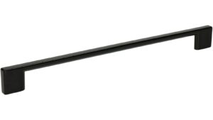 Griff Eslohe Metall - schwarz glänzendes Pulver - 290 mm lang  vor weißem Hintergrund