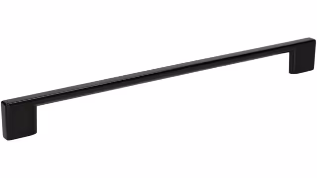 Griff Eslohe Metall - schwarz glänzendes Pulver - 290 mm lang  vor weißem Hintergrund