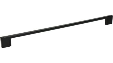 Griff Eslohe Metall - Schwarz seidenmatt Pulverbeschichtung - 359 mm lang vor weißem Hintergrund
