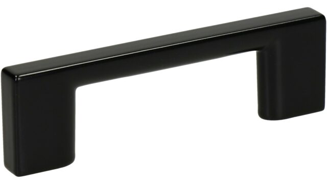 Griff Eslohe Metall - Schwarz seidenmatt Pulverbeschichtung - 89 mm lang  vor weißem Hintergrund