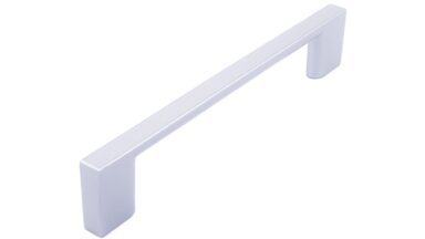 Griff Eslohe Metall - Silberpulver - 150 mm lang vor weißem Hintergrund