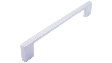 Griff Eslohe Metall - Silberpulver - 188 mm lang  vor weißem Hintergrund
