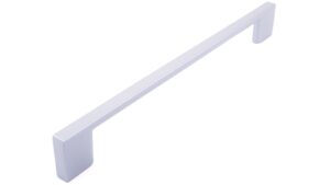 Griff Eslohe Metall - Silberpulver - 222 mm lang vor weißem Hintergrund