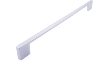 Griff Eslohe Metall - Silberpulver - 290 mm lang vor weißem Hintergrund