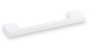 Griff Eslohe Metall - Weiß seidenmatt Pulverbeschichtung - 113 mm lang  vor weißem Hintergrund