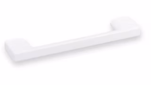 Griff Eslohe Metall - Weiß seidenmatt Pulverbeschichtung - 113 mm lang vor weißem Hintergrund