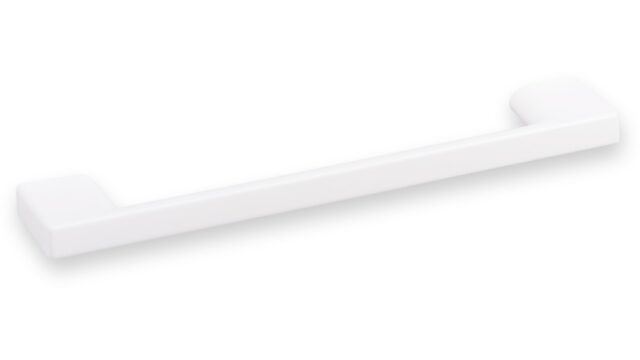 Griff Eslohe Metall - Weiß seidenmatt Pulverbeschichtung - 150 mm lang  vor weißem Hintergrund