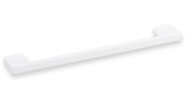 Griff Eslohe Metall - Weiß seidenmatt Pulverbeschichtung - 188 mm lang vor weißem Hintergrund