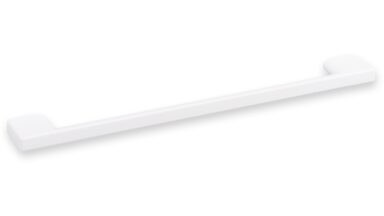 Griff Eslohe Metall - Weiß seidenmatt Pulverbeschichtung - 222 mm lang  vor weißem Hintergrund
