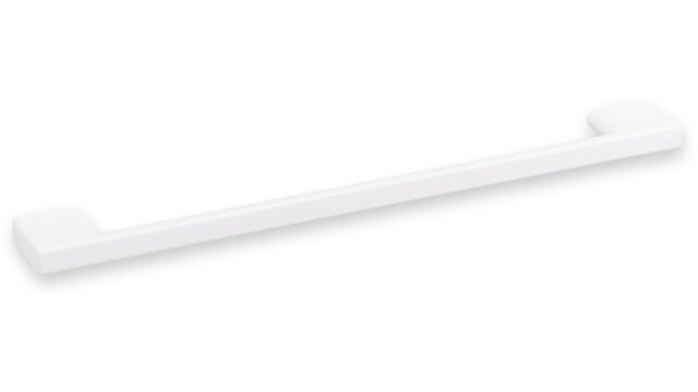 Griff Eslohe Metall - Weiß seidenmatt Pulverbeschichtung - 222 mm lang vor weißem Hintergrund