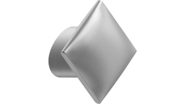 Griff FLOW-KNOB Zink - Edelstahloptik - 30 mm lang vor weißem Hintergrund