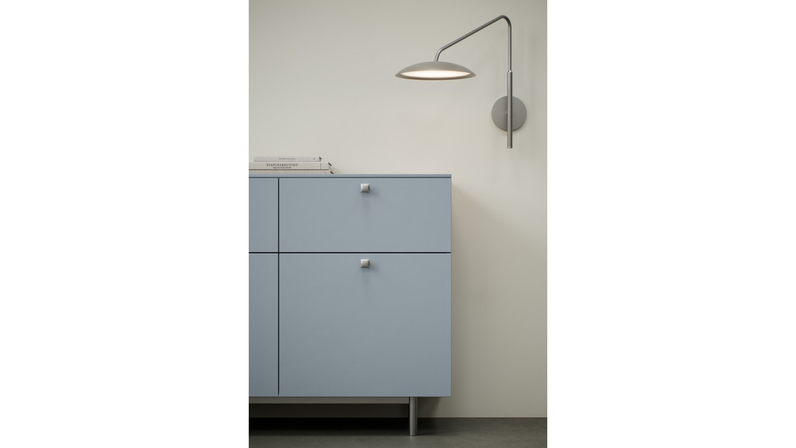 Griff FLOW-KNOB Zink - Edelstahloptik - 30 mm lang  vor weißem Hintergrund