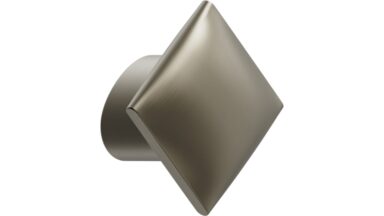 Griff FLOW-KNOB Zink - Messing gebürstet - 30 mm lang  vor weißem Hintergrund