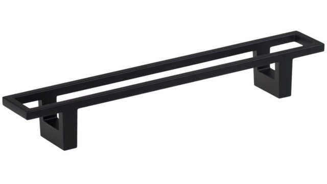 Griff Florstadt Metall - Schwarz matt Pulverbeschichtung - 221 mm lang vor weißem Hintergrund