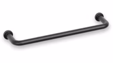 Griff Gomaringen Metall - Schwarz matt Pulverbeschichtung - 141 mm lang vor weißem Hintergrund