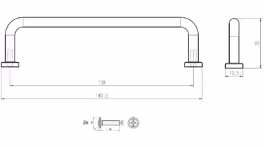 Griff Gomaringen Metall - Schwarz matt Pulverbeschichtung - 141 mm lang  vor weißem Hintergrund