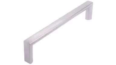 Griff Heringsdorf Metall - Edelstahleffekt - 136 mm lang  vor weißem Hintergrund