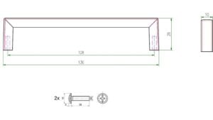 Griff Heringsdorf Metall - Edelstahleffekt - 136 mm lang  vor weißem Hintergrund