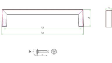 Griff Heringsdorf Metall - Edelstahleffekt - 136 mm lang  vor weißem Hintergrund