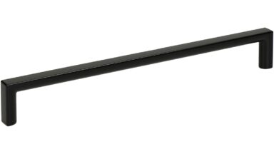 Griff Heringsdorf Metall - Schwarz seidenmatt Pulverbeschichtung - 200 mm lang vor weißem Hintergrund