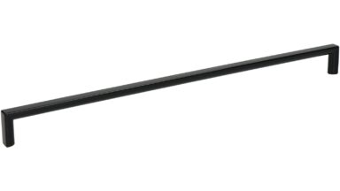 Griff Heringsdorf Metall - Schwarz seidenmatt Pulverbeschichtung - 328 mm lang vor weißem Hintergrund