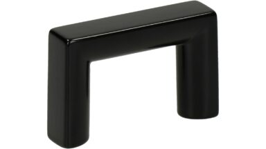 Griff Heringsdorf Metall - Schwarz seidenmatt Pulverbeschichtung - 40 mm lang vor weißem Hintergrund