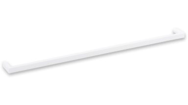 Griff Heringsdorf Metall - Weiß seidenmatt Pulverbeschichtung - 328 mm lang vor weißem Hintergrund