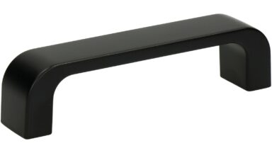 Griff Hohenhameln Metall - Schwarz matt Pulverbeschichtung - 107 mm lang  vor weißem Hintergrund