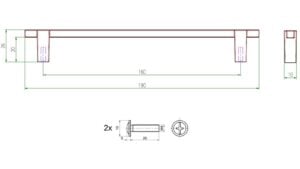 Griff Kappeln Metall - Schwarz Struktur Pulverbeschichtung - 190 mm lang  vor weißem Hintergrund