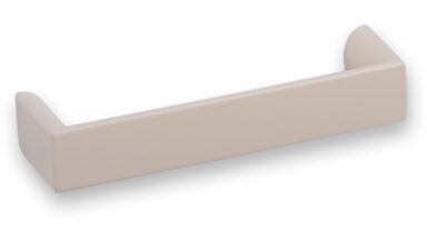 Griff Könnern Metall - Beige matt Pulverbeschichtung - 104 mm lang  vor weißem Hintergrund