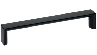 Griff Könnern Metall - Schwarz seidenmatt Pulverbeschichtung - 168 mm lang vor weißem Hintergrund