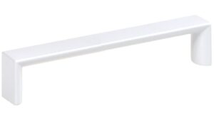 Griff Könnern Metall - Weiß seidenmatt Pulverbeschichtung - 104 mm lang  vor weißem Hintergrund