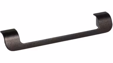 Griff Kösching Metall - Schwarz Struktur Pulverbeschichtung - 184 mm lang vor weißem Hintergrund