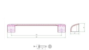 Griff Kösching Metall - Schwarz Struktur Pulverbeschichtung - 184 mm lang  vor weißem Hintergrund