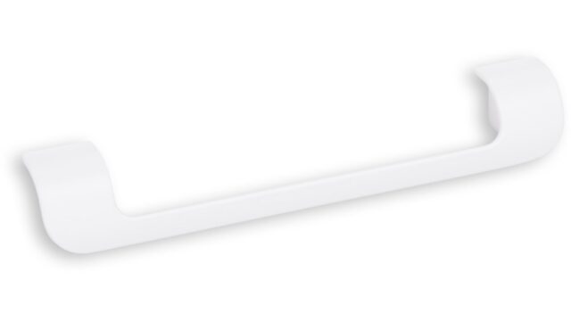 Griff Kösching Metall - Weiß seidenmatt Pulverbeschichtung - 184 mm lang vor weißem Hintergrund