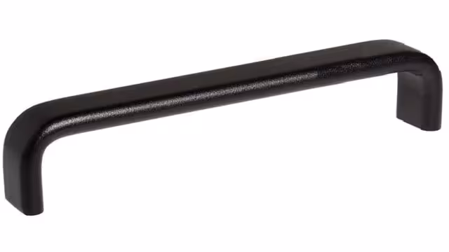 Griff Lützen aluminium - Schwarz Struktur Pulverbeschichtung - 136 mm lang vor weißem Hintergrund