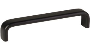 Griff Lützen aluminium - Schwarz Struktur Pulverbeschichtung - 168 mm lang  vor weißem Hintergrund