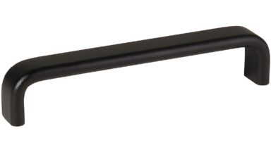 Griff Lützen aluminium - Schwarz Struktur Pulverbeschichtung - 168 mm lang vor weißem Hintergrund