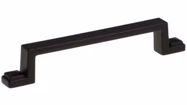 Griff Magstadt Metall - Schwarz matt Pulverbeschichtung - 163 mm lang vor weißem Hintergrund