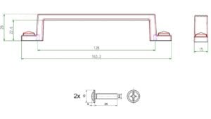 Griff Magstadt Metall - Schwarz matt Pulverbeschichtung - 163 mm lang  vor weißem Hintergrund