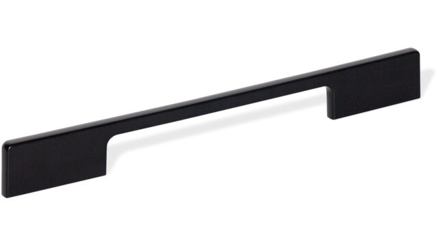 Griff Nuthetal Metall - Schwarz seidenmatt Pulverbeschichtung - 249 mm lang vor weißem Hintergrund