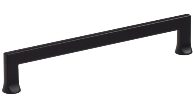 Griff Ortenberg Metall - Schwarz matt Pulverbeschichtung - 174 mm lang vor weißem Hintergrund
