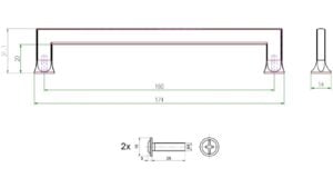 Griff Ortenberg Metall - Weiß seidenmatt Pulverbeschichtung - 174 mm lang  vor weißem Hintergrund