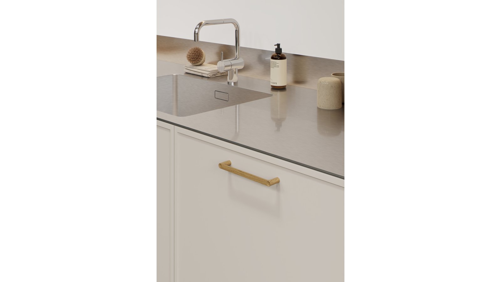 Griff PUNTO Eiche FSC 100% - Lackiert - 172 mm lang  vor weißem Hintergrund