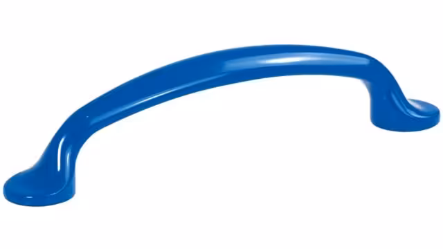 Griff Pfedelbach Metall - Blaues Halbglanzpulver - 125 mm lang vor weißem Hintergrund