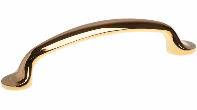 Griff Pfedelbach Metall - Gold glänzend galvanisiert - 125 mm lang vor weißem Hintergrund