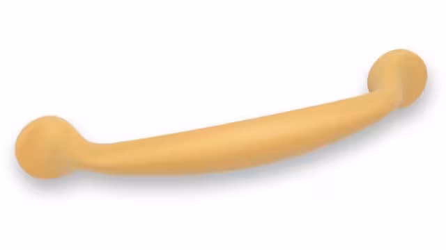 Griff Pfedelbach Metall - Gold matt Pulverbeschichtung - 125 mm lang vor weißem Hintergrund