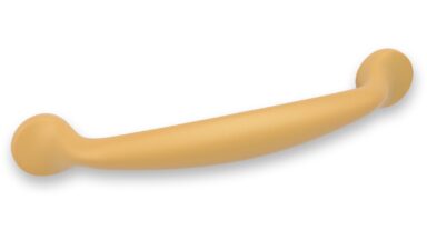 Griff Pfedelbach Metall - Gold matt Pulverbeschichtung - 170 mm lang vor weißem Hintergrund